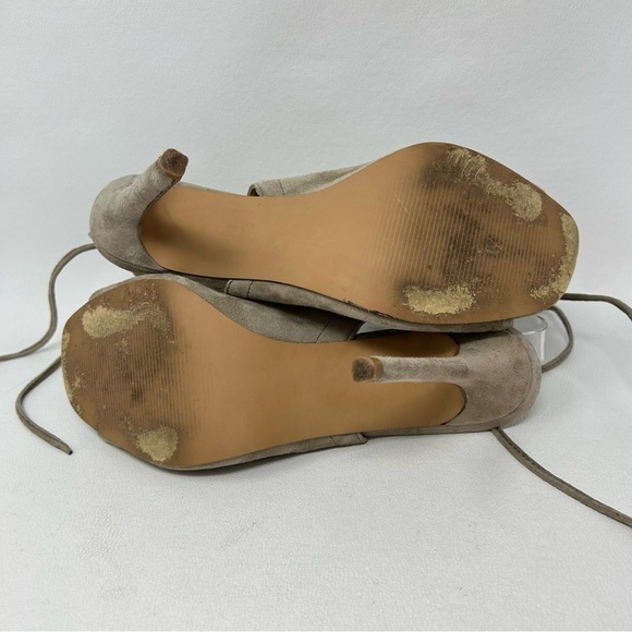 Steve Madden Taupe Sophie Sandals Peep Toe, Tie Up Mule Bootie Size 8.5 - Picture 9 of 12